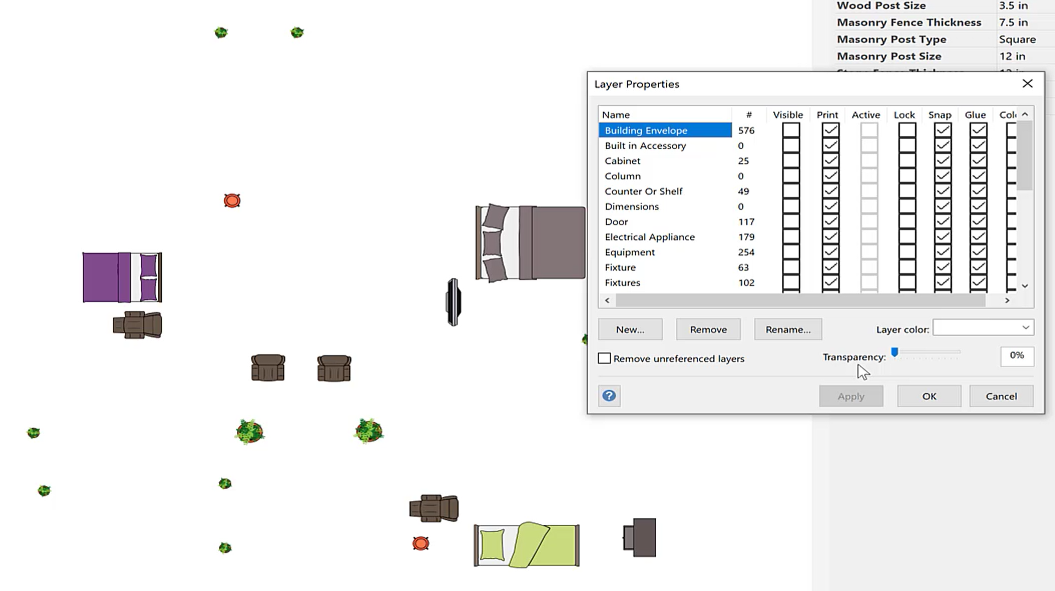 Example house plan with all layers invisible