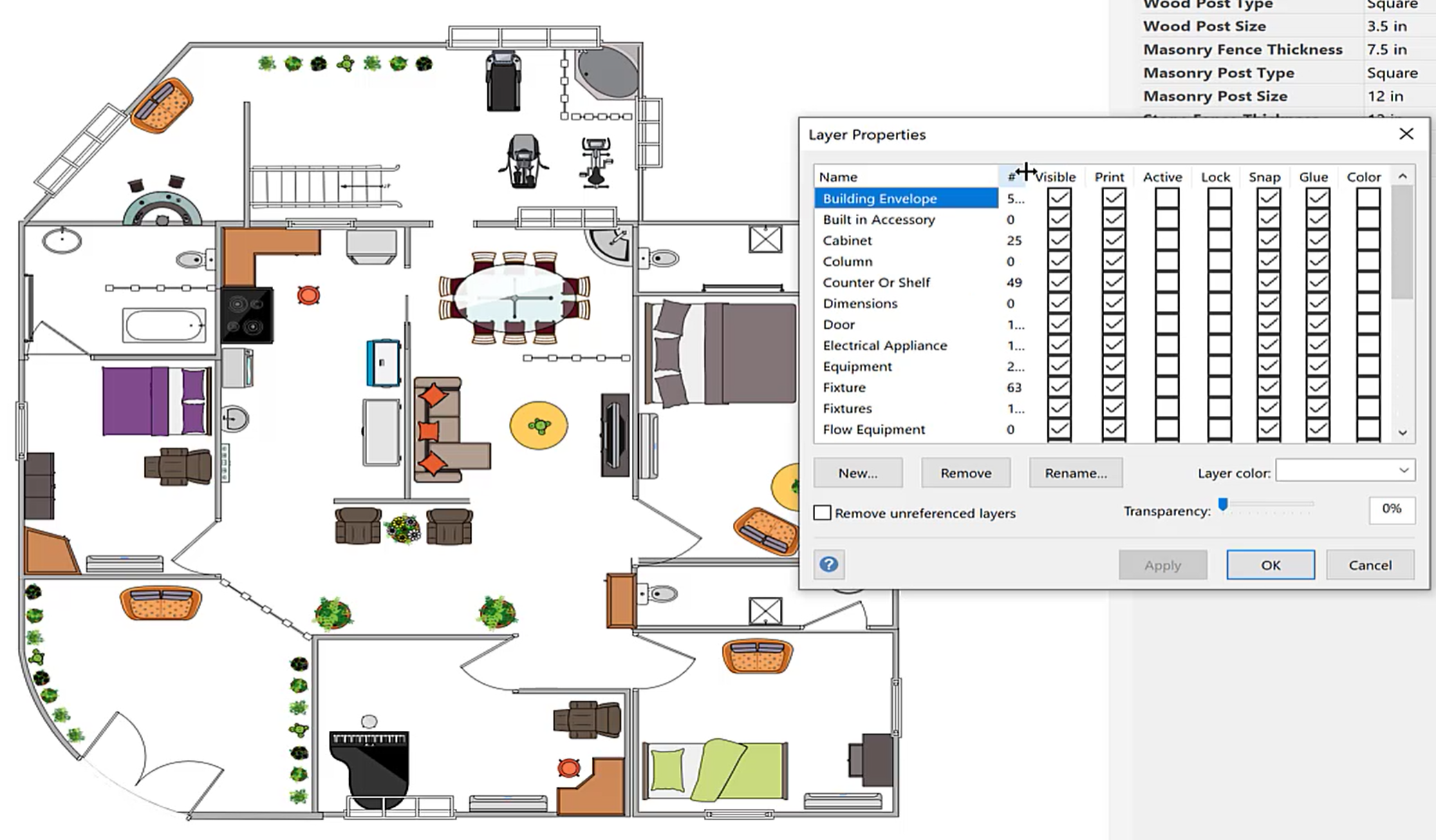 Example house plan with all layers visible