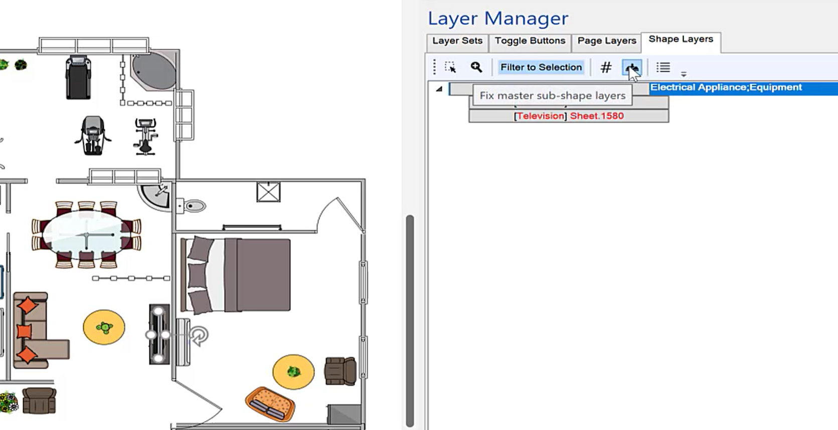 Click the Fix master sub-shape layers button